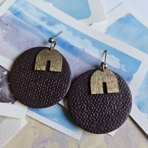 Polymer Clay  Purple and Gold Earrings